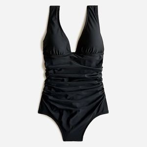 J.Crew Ruched V-neck one-piece in Black